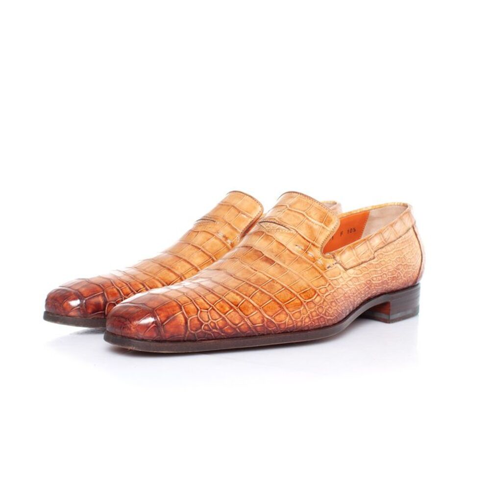 Santoni alligator leather loafers